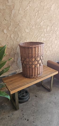 brown wicker  tall basket