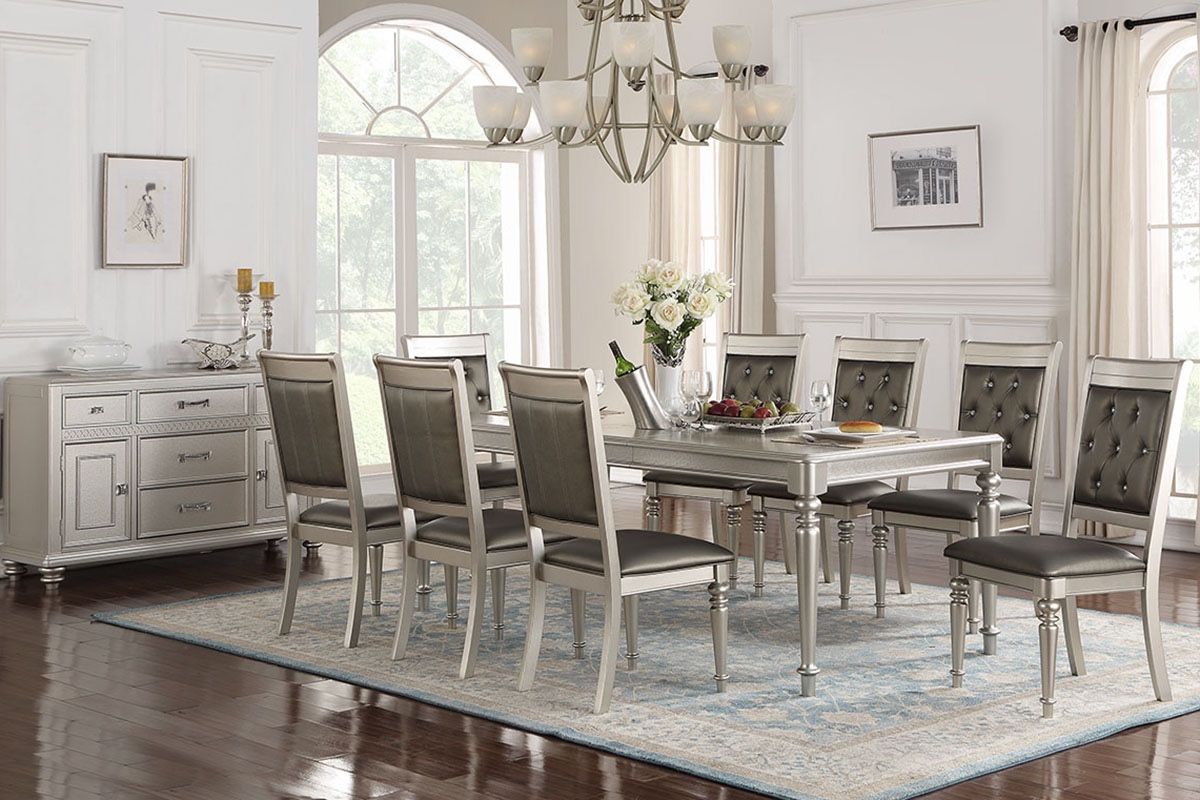 Silver Dining Table Set With 8 Chairs 