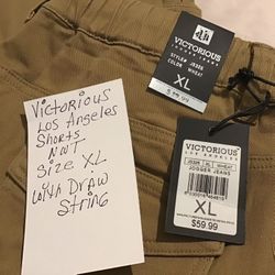 Men’s victorious los angeles jogger jeans shorts,XL,Wheat, NWT -$30