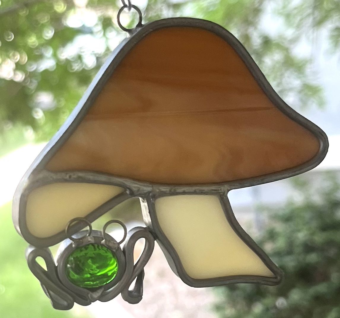 Tiffany Stained Glass Small Handcrafted Frog And Mushroom Suncatcher (Read Description)