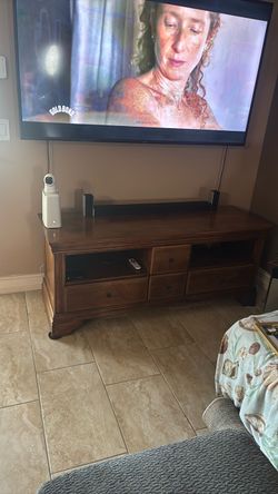 Wood TV Stand with Drawers and Shelves