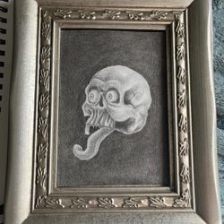 4x6 In Framed Skull Drawing