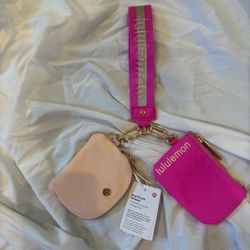 Lululemon Dual Pouch Wristlet Brand New Hot Pink And Light Pink