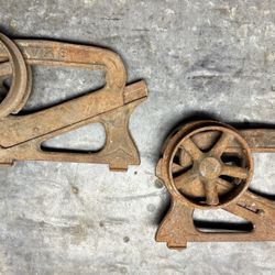 Pair of Antique Ives Cast Iron Pocket Door Wheels