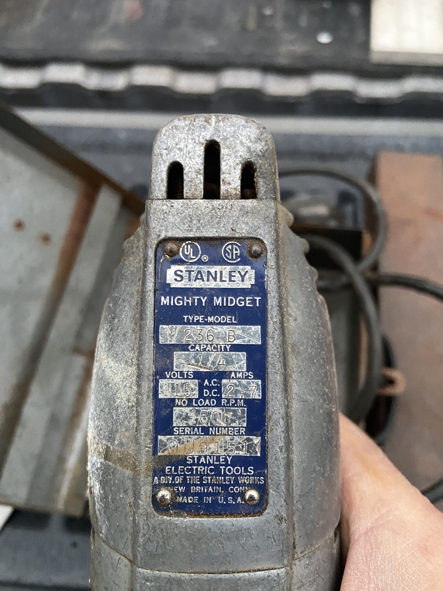 Vintage Collectible Stanley Electric Drill With Case-$25