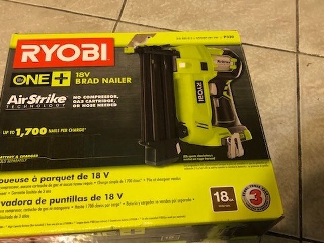 Ryobi One+ 18V Cordless Airstrike 18 Gauge Brad Nailer Tool Only P320