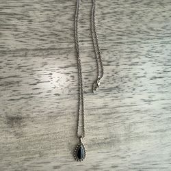 Retired Sterling Silver Teardrop Onyx Pendant on a James Avery 24" Rope Chain