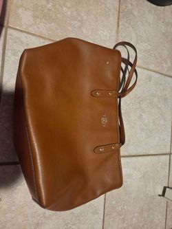 Brown Leather Tote Bag with Gold Hardware