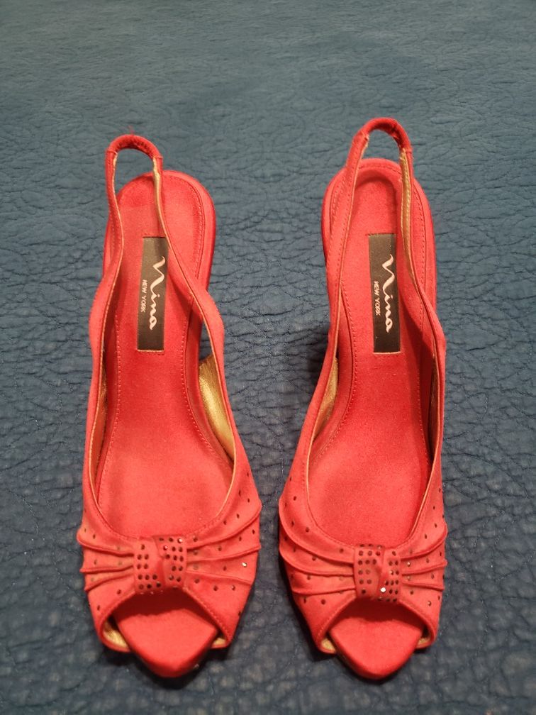 Nina New York Red Women's Heels Size 8 M Brand New