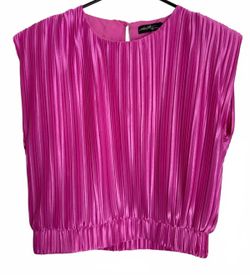On Twelfth Women's Blouse Size Medium Pink Sleeveless Pleated Retro Coquette