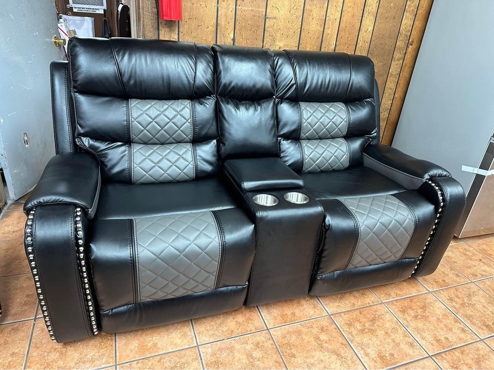 New Design Black Leather Modular Sofa Set