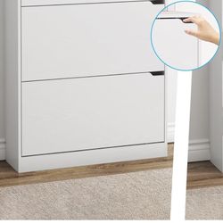 Shoe Cabinet in White set of 2