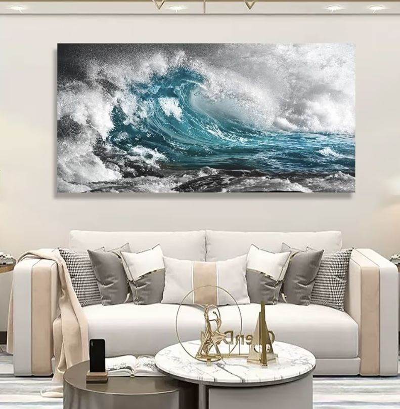 Sea Wave Pictures Canvas Wall Art For Living Room Bedroom Wall Decor,Surge Wall Art Print Paitnings for Home Decor,Morden Artwork Sea Seascape Canvas 