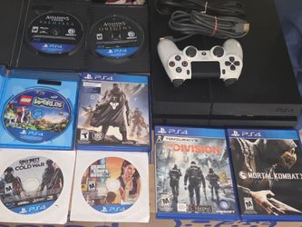 PS4 Console Bundle w Arctic White Controller and 8 Games. Mortal Kombat, Call Of Duty, GTA V TESTED AND WORKS GREAT