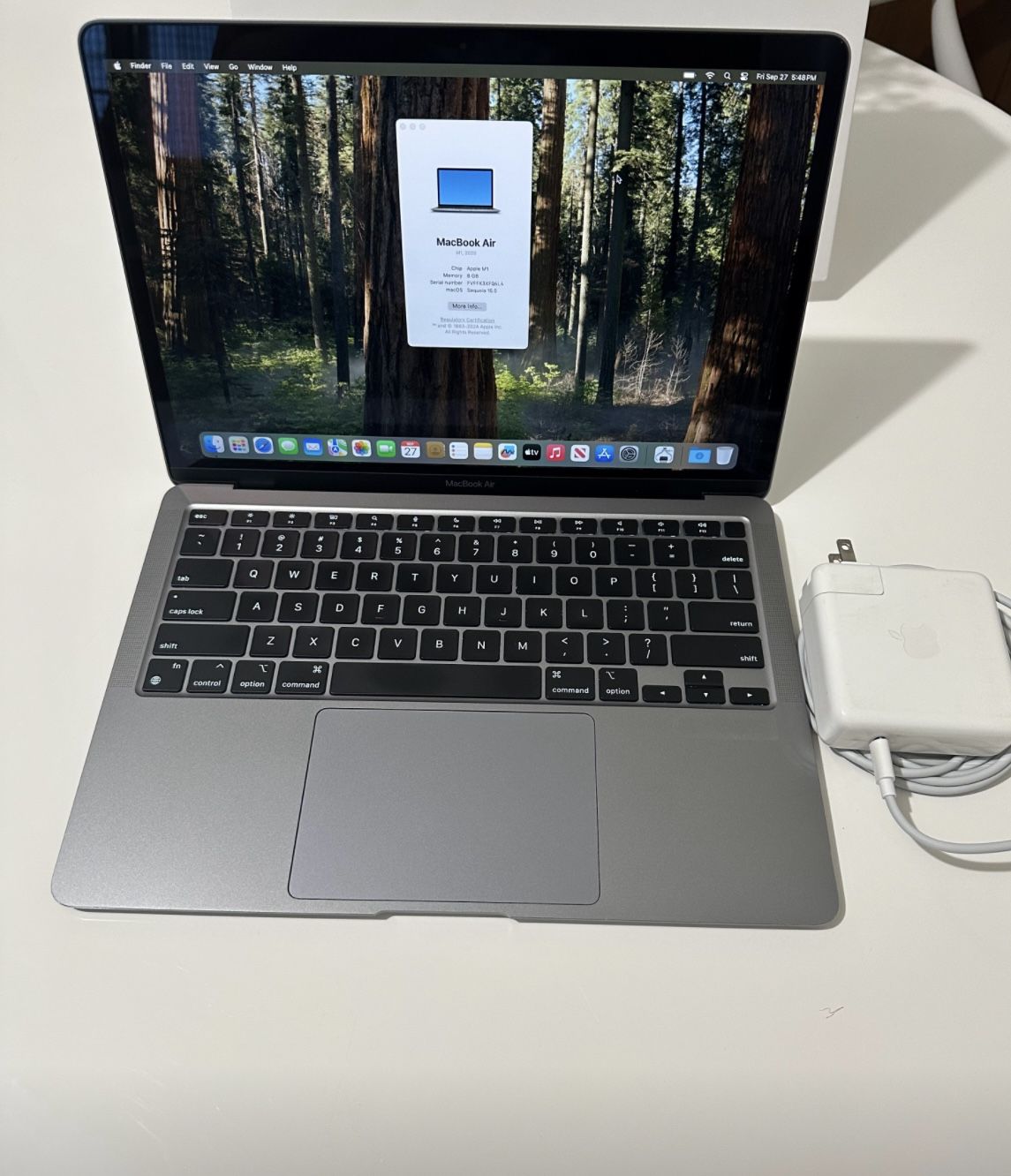 2020 M1 MacBook Air 13”” M1 chip 8GB RAM 256GB SSD Space Gray Sequoia.