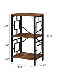 , 3 Tier Industrial Bookcase, Metal Small Bookcase, Rustic Etagere Book Shelf Storage Organizer for Living Room, Bedroom, and Home