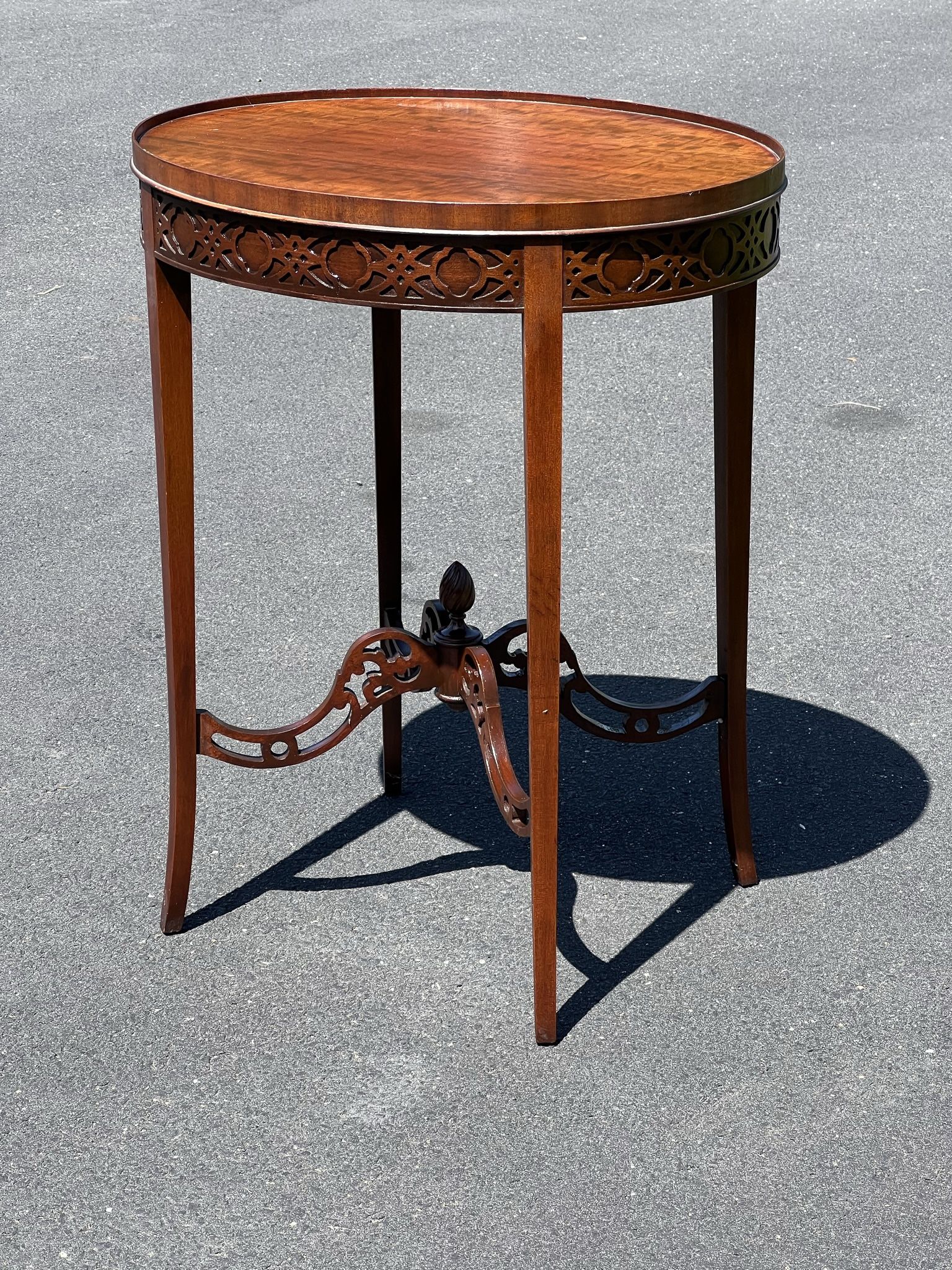 Vintage Oval Mahogany Cross Braced End Table