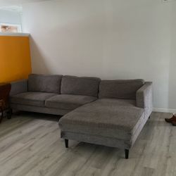 114" Long Grey Fabric Couch