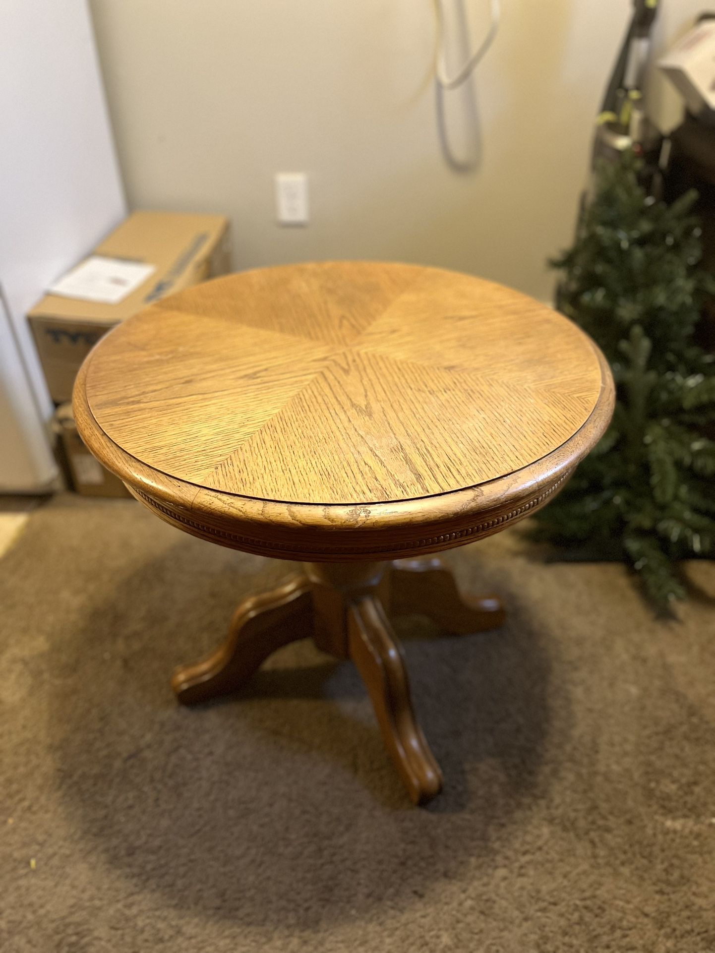 Round Yellow Wood Table