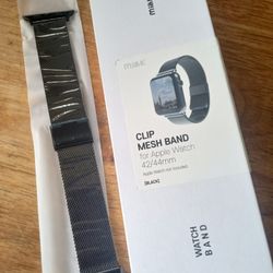 CLIP MESH BAND WATCH STAINLESS STEEL FOR APPLE WATCH 42/ 44 mm BLACK