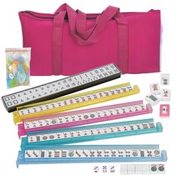 American Mahjong Set Complete Families Game W/4 All-in-One Rack/Pushers & Padded Bag