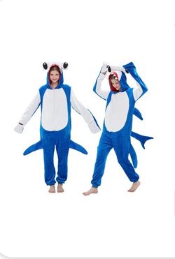 Adult Blue Shark Onesie Pajama Costume