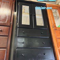 Black Pinewood Closet Tall Wardrobe New 