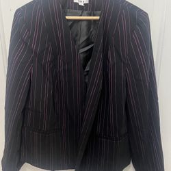 NEW - Bar III Women’s Black and Pink Trendy Striped Blazer Jacket - 2X 