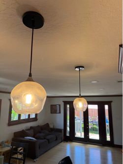 Pendant Lights 2 Pack Art Glass Snowflake Lighting for Kitchen Island Clear Seeded Bubbles Bedside Light Fixtures Bedroom Bathroom Brush Nickel 7 Inch