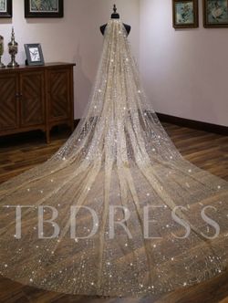 Gold bride veil