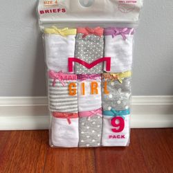 NEW Maiden form Girl Size 4 Briefs 9 Pack