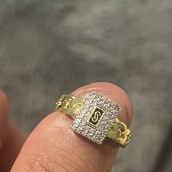 14k Gold Over Sterling Silver Cuban Ring 