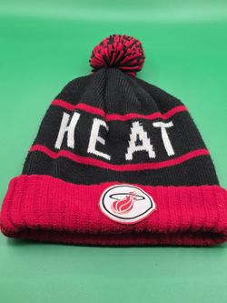 Mitchell & Ness Miami Heat Beanie Red Black Knit Winter Hat NBA OSFA
