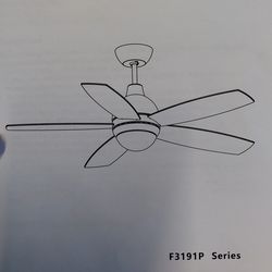 52" Ceiling Fan With led light and remote In black