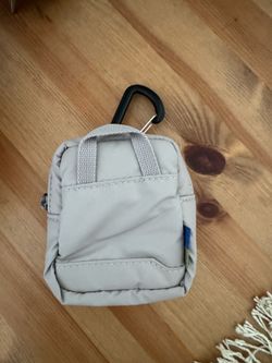 Gray mini pouch with carabiner clip