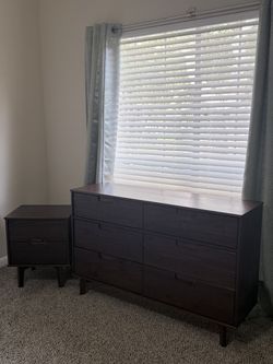 6-Drawer Dresser + Matching Nightstand - Dark Wood - $150 OBO