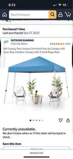 8’ x 8’ pop up tent / canopy one small hole. Extendable legs