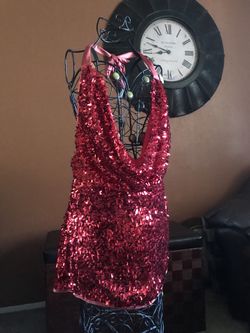 Ruby Red sequin halter dress
