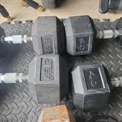 3 Pair Of Dumbbells. 45s 40s And 35s