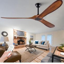 60 inch Outdoor Ceiling Fan without Light, Ceiling fans with 3 Solid Wood Blades 