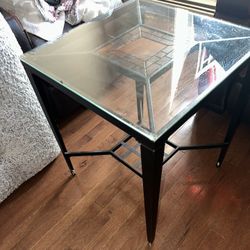 Set of 2 Glass Top Side Tables 