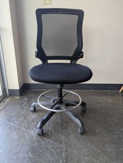 Black Mesh Back Drafting Office Chair with Foot Ring