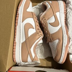 Women Size 9 Nike Low Dunks  Rose And White