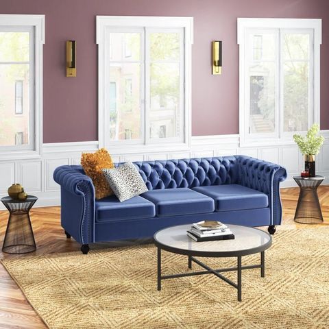 Blue Velvet Sofa Couch / WAYFAIR Marcel 84.75'' Upholstered Sofa
