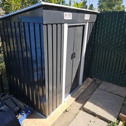 (Brand New inboxes need assemblies:) Metal D3.5xW6xH6 Storage Shed Yard Lawn Garden Dark Grey