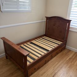 Wooden Twin Bed Frame with Trundle