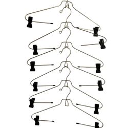 Six-Piece Metal Clothes Hanger Set with Clips – Gold Finish