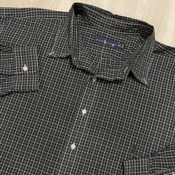 Polo Ralph Lauren Black Plaid  Button Up  Mens 3XLT 32.5x35.5