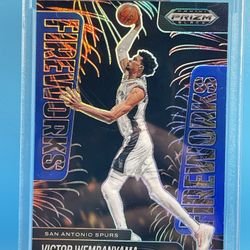 Victor Wembanyama 2024-25 Panini Prizm Black -  Fireworks Blue Prizm /199 #1