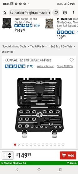 SAE tap and die set